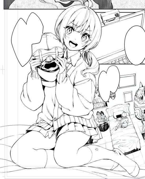 微妙に調整したり加筆したりした 明日は全部のコマに背景入れよ 