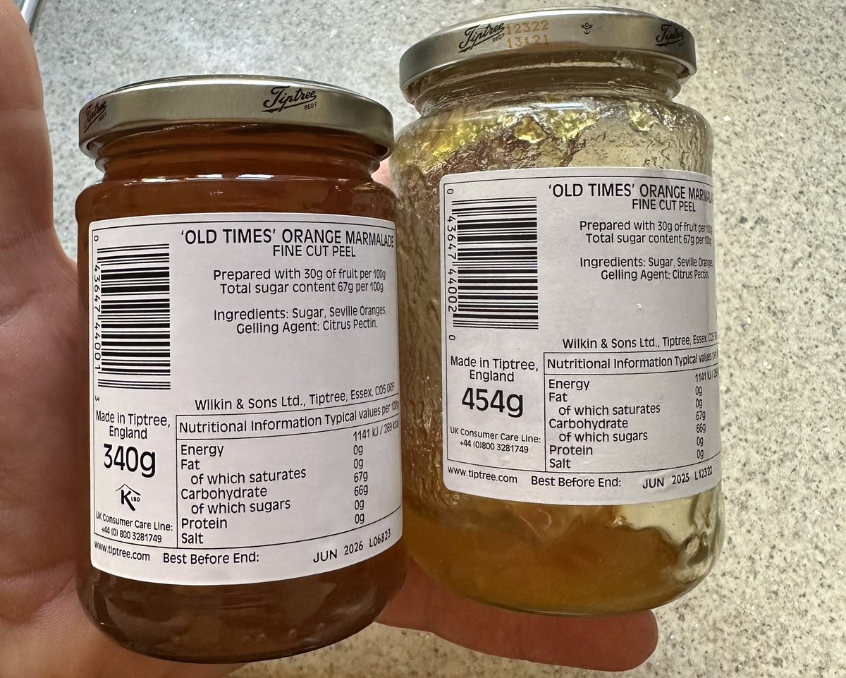 Not only is stuff getting really expensive…but it’s getting smaller at the same time. Noticed it this morning after shopping, thought this jar looks small…it is!! Cheeky buggers!!

Anyone else noticed the 200g chocolate bars are now 180g but the same price?