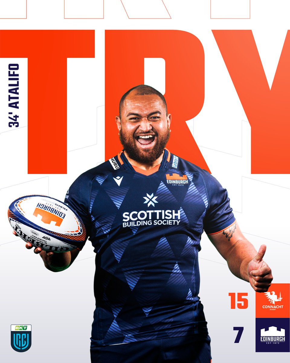 EdinburghRugby's tweet photo. 35' TRY!!! 😤 Lee-Roy Atalifo powers over to get us right back in the game! @eboffelli adds the extras!
📱: https://t.co/FbvIuFjHfu
#CONEDI | 🦅 15-7 🏰 https://t.co/8W4TYQ31nm