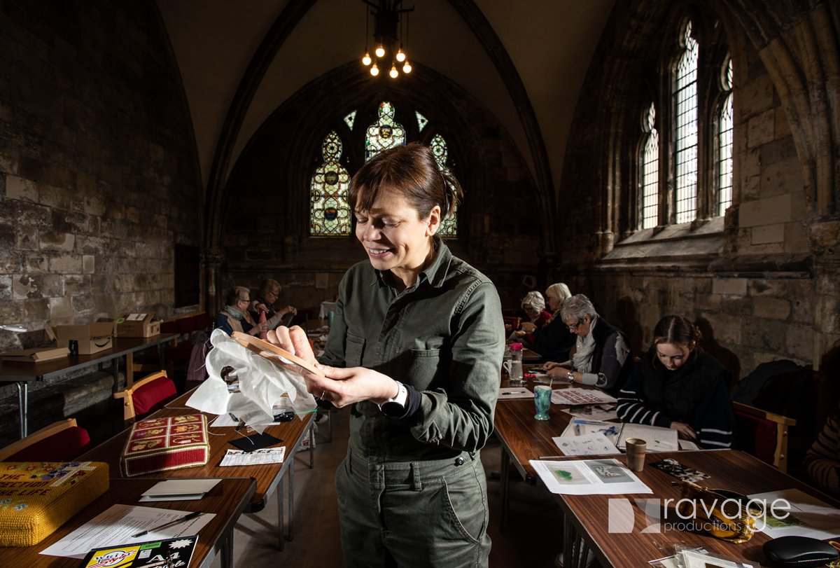 ravagephoto's tweet photo. Artist in residence @SerenaPartridge delivering a workshop at @selby_abbey today as part of @SelbyStories #Selby #art #Embroidery https://t.co/L6m63jxk9X