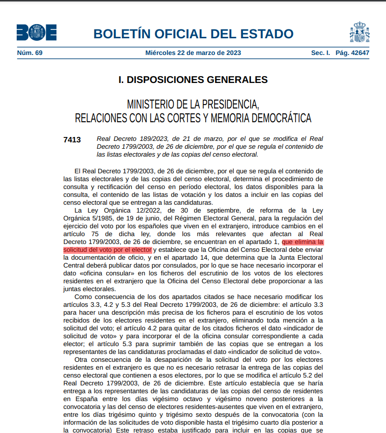 CapitanBitcoin's tweet photo. BOE, 23 de marzo. Presidencia elimina la solicitud de voto por el elector, de forma que si no tienes intención de ir a votar o vives fuera, alguien que sepa tus datos podrá votar por ti. Esto es un verdadero peligro para la democracia. Tengo las peores sospechas. https://t.co/7G6MLnX1IK
