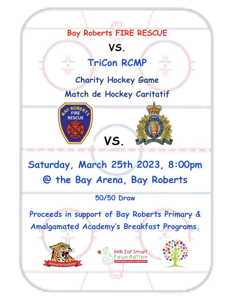 BayRobertsFireRescue (@bayrobertsfire) on Twitter photo Game is a go tonight. Come out and cheer on these awesome first responders, especially BRFR, as we raise money for a great cause in our community. <a href="/RCMPNL/">RCMP Newfoundland and Labrador</a> <a href="/BRPKto3/">Bay Roberts Primary</a> <a href="/Amalgamated_NL/">Amalgamated Academy</a> <a href="/Town_BayRoberts/">Town of Bay Roberts</a> <a href="/590VOCM/">YOUR VOCM</a> <a href="/975krock/">975krock</a> Game is a go tonight. Come out and cheer on these awesome first responders, especially BRFR, as we raise money for a great cause in our community. <a href="/RCMPNL/">RCMP Newfoundland and Labrador</a> <a href="/BRPKto3/">Bay Roberts Primary</a> <a href="/Amalgamated_NL/">Amalgamated Academy</a> <a href="/Town_BayRoberts/">Town of Bay Roberts</a> <a href="/590VOCM/">YOUR VOCM</a> <a href="/975krock/">975krock</a>