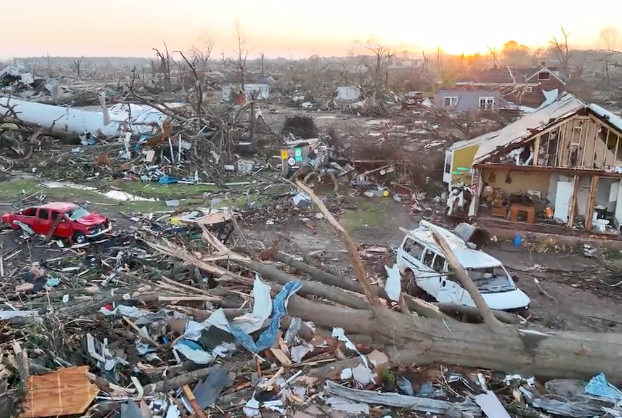 Daylight Saturday shows the sheer destruction of the tornado's force that touched down in Rolling Fork, Mississippi, Friday night. (Brandon Clement)