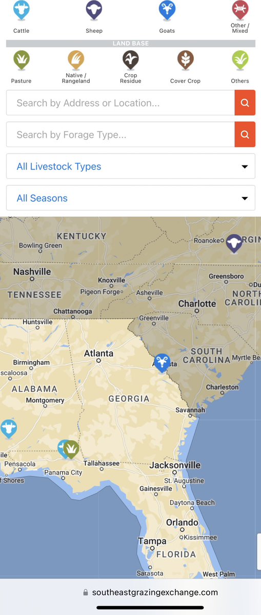 If you have livestock or if you have land willing to partner to integrate crops and livestock, go ahead and create your pin at southeastgrazingexchange.com 
Give it a try! This project is funded by FDACS OAWP! <a href="/UF_IFAS/">UF IFAS Solutions</a> <a href="/ufifasnfrec/">UF IFAS NFREC</a> <a href="/UFIFASAgronomy/">Agronomy at UF</a>