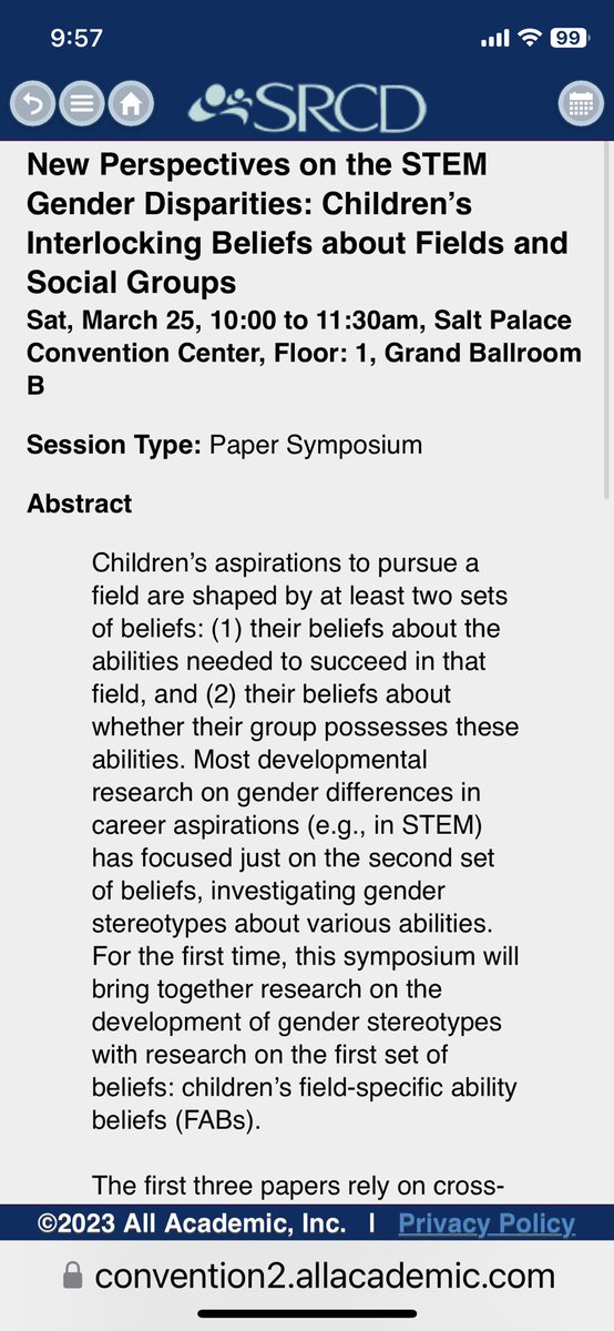 AllisonMaster's tweet image. Excited to see this symposium, starting now at #SRCD23!