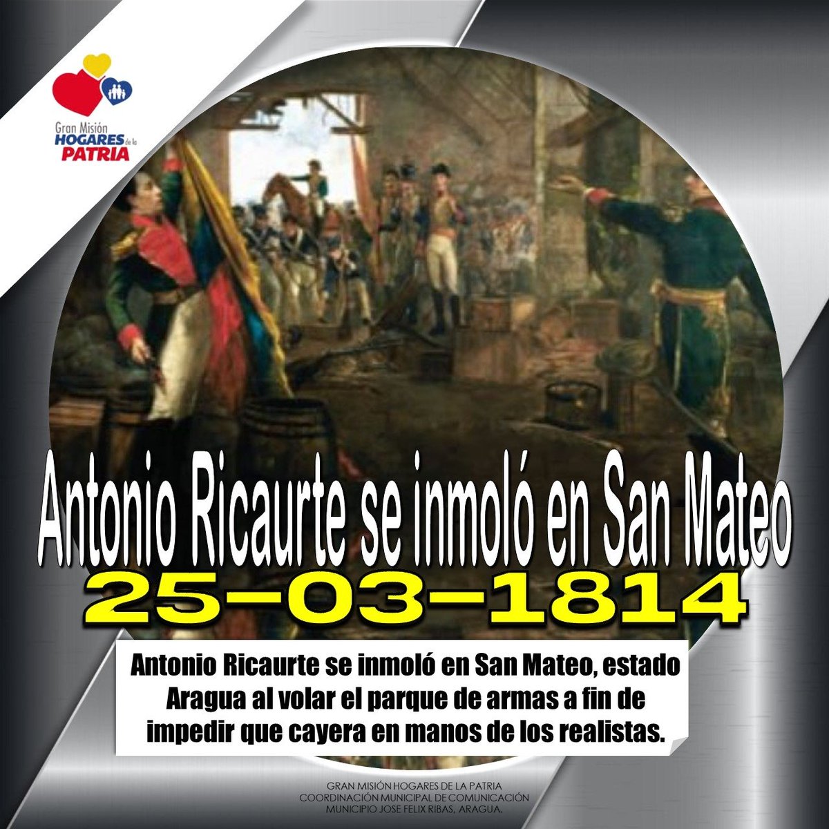 Un patriota cabal adaptado a su época. Se rinde homenaje a este valiente
#VenezuelaContraLaCorrupción
<a href="/NicolasMaduro/">Nicolás Maduro</a> <a href="/PartidoPSUV/">PSUV</a> <a href="/gmhogarespatria/">Gran Misión Hogares de la Patria</a> <a href="/d_guzmanl/">Diva Guzmán</a>