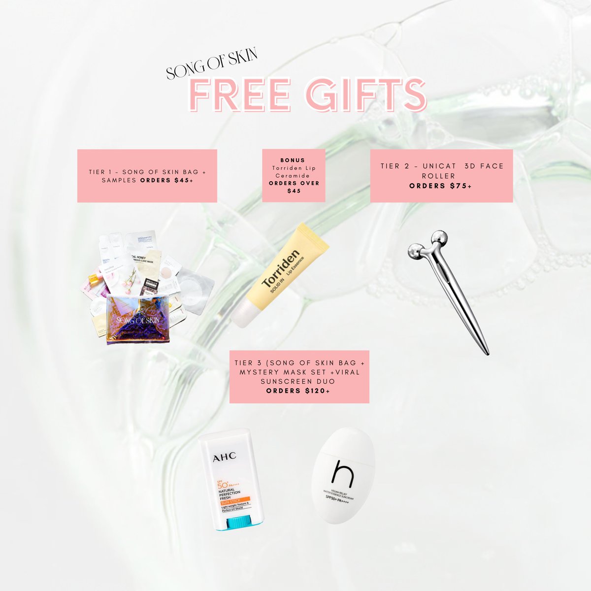 New Gifts from Song Of Skin! Shop the best k-beauty staples while getting gifts! Shop Now on songofskin.com #kbeauty #skincare #beauty #glassskin #freegift