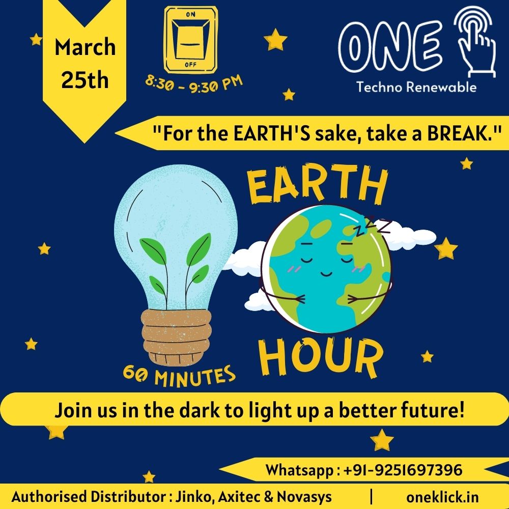 OneklickTechno's tweet photo. Join Oneklick Family in celebrating Earth Hour together tonight from 8:30-9:30pm. Switch off your lights and show your support for Mother Earth.   
#oneklick #jinkosolarpanels #Axitec #solarenergy #solarpower #solarsystem #solarpanels #solarpv #solar #solarinstallation #solarepc https://t.co/OJ1uxFa2tE