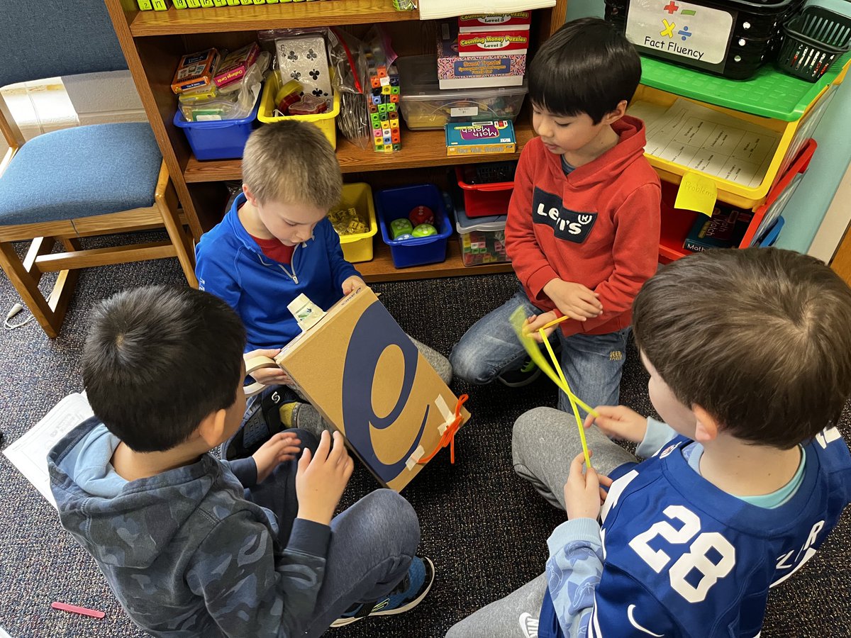 Our 3rd quarter PLTW unit was building a model of a device that could disperse seeds efficiently. The build is always the most exciting part! ⁦<a href="/AESPanthers/">Aboite Elementary</a>⁩ #lovePLTWtime #2ndgradescientists