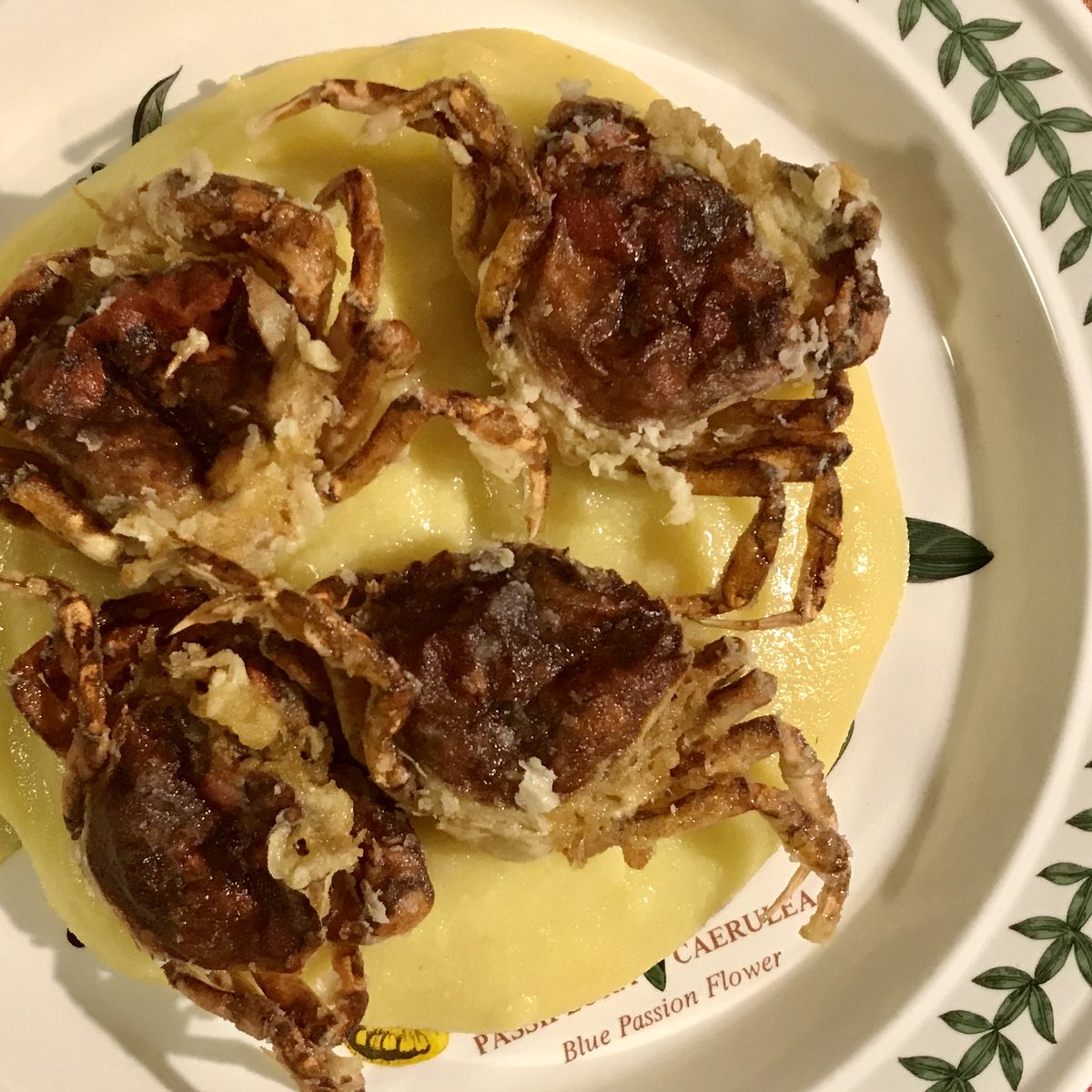 anto_effe's tweet photo. Oggi moeche fritte su polentina, un piatto della tradizione veneziana da secoli. Una prelibatezza assoluta. 
Il mio piatto preferito. 

#moeche #Pat #excellentfood https://t.co/utAIL0dfxW