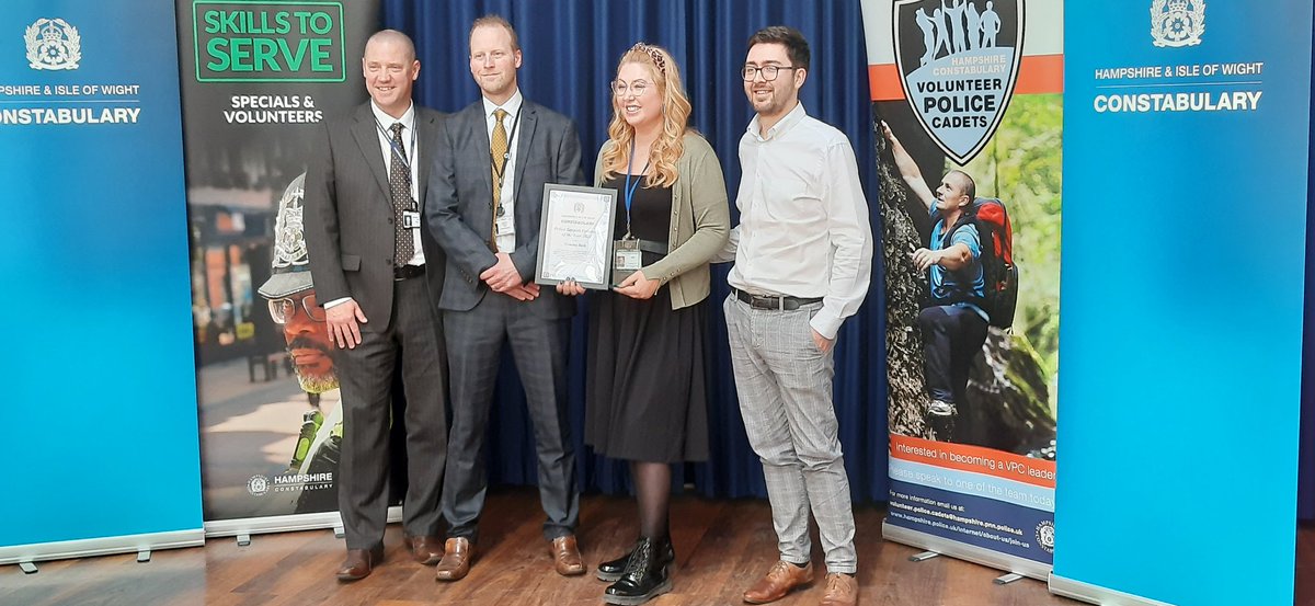 Well done to Gemma for being awarded Police Support Volunteer of the year aware. Pictured with colleagues Mark &amp; James &amp; hubby Elliott on her right. It's been quite a year for Gemma, having passed her driving text exactly a year ago.