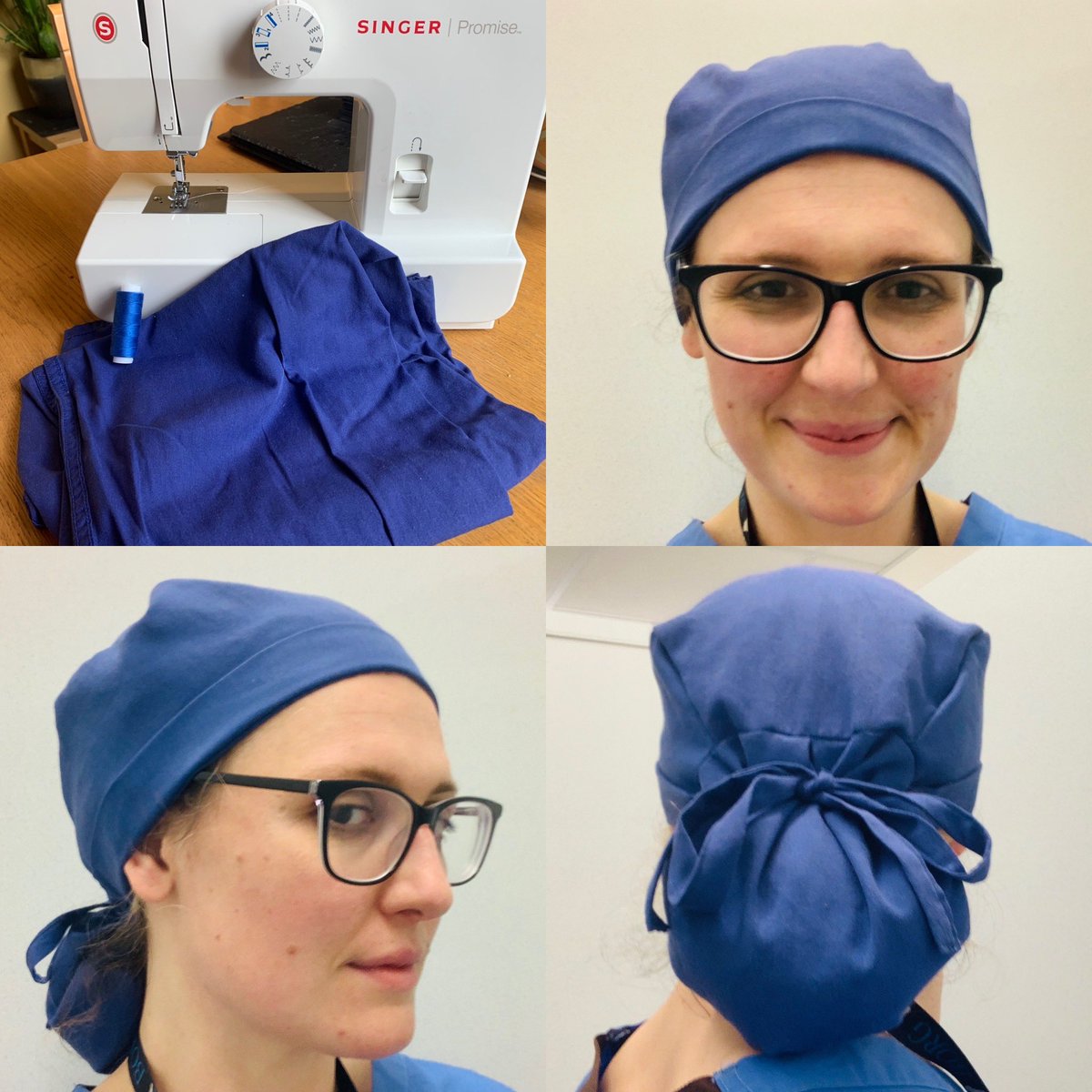 LIKE MY PONYTAIL SCRUB CAP?! 
- Sick of long hair not fitting in theatre caps? 💁‍♀️
- concerned with disposable caps and thrown old scrubs? 🌏 
I made this from old scrubs. Saves the 🌏 & improves 💁‍♀️surgeon experiences. 
PM me if you want one! #sustainablesurgery #womeninsurgery