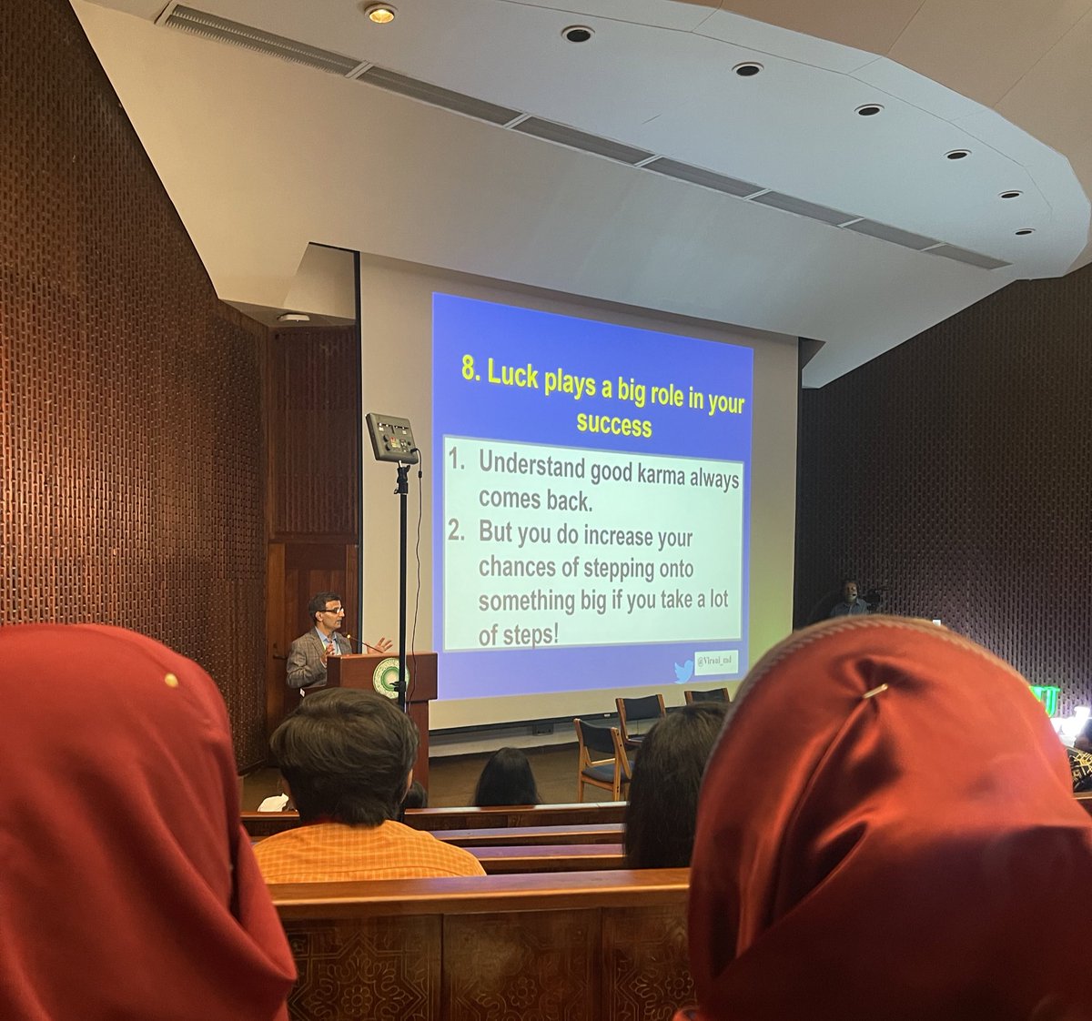SharainBizenjo's tweet photo. Take whatever chance you get, to make whatever shot you have Amazing speech by @virani_md 

Honoured to attend the First International Student Research Conference at @AKUGlobal by @srf_aku https://t.co/rpDWKjZWEK