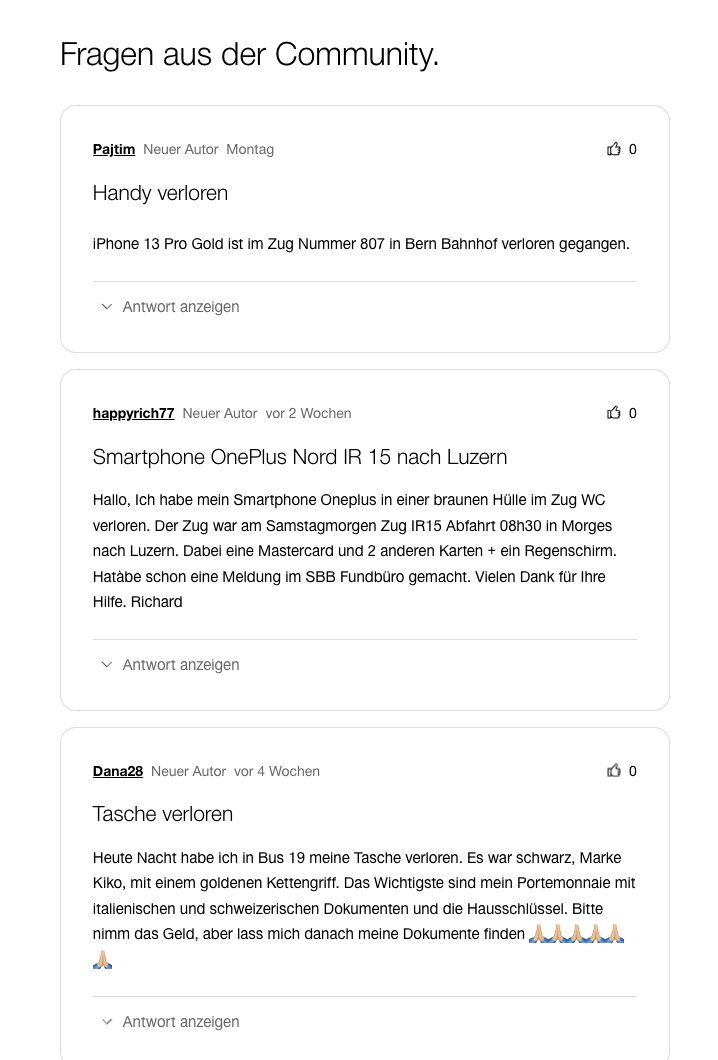 Ich frage mich ernsthaft ob das halt Trolle sind oder leute ernsthaft im Q&amp;A zum Fundservice ihre Verlustmeldungen machen, anstatt das Formular auszufüllen, was beschrieben ist 😂🤫
sbb.ch/de/hilfe-und-k…