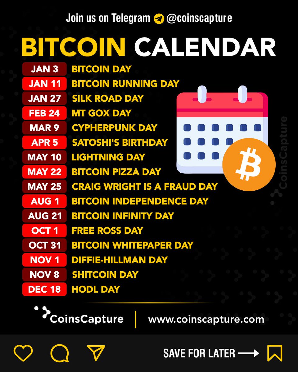 CoinsCapture's tweet photo. Bitcoin Celender
#Crypto #Bitcoin #BTC #Bitcoin2023 #Bitcoinstart #Bitcoinday #Bitcoinlover #Bitcoinworld #Bitcoininvestor #Bitcoincommunity #BTCuser #BItcoinminer #Bitcoininvestors #Bitcoininvestment #Cryptoinvestment #Coinscapture https://t.co/V6O5YtoEdW