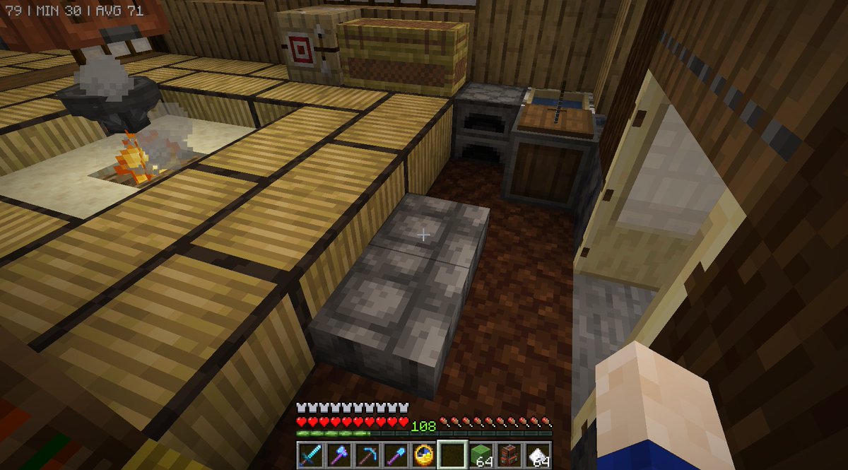 ComanHoliday's tweet photo. #Minecraft #マイクラ #FarmersDelightMod　
他の利用法として、自分は土間の土の色を濃くしたかったので、そっちでも使ったりしてます＾＾；
肥沃な土そのままより、クワで耕して耕地にするとより濃くなるので、この土間がある場所は「隠し水源」があります(*´∀｀) https://t.co/va6gedbqsZ