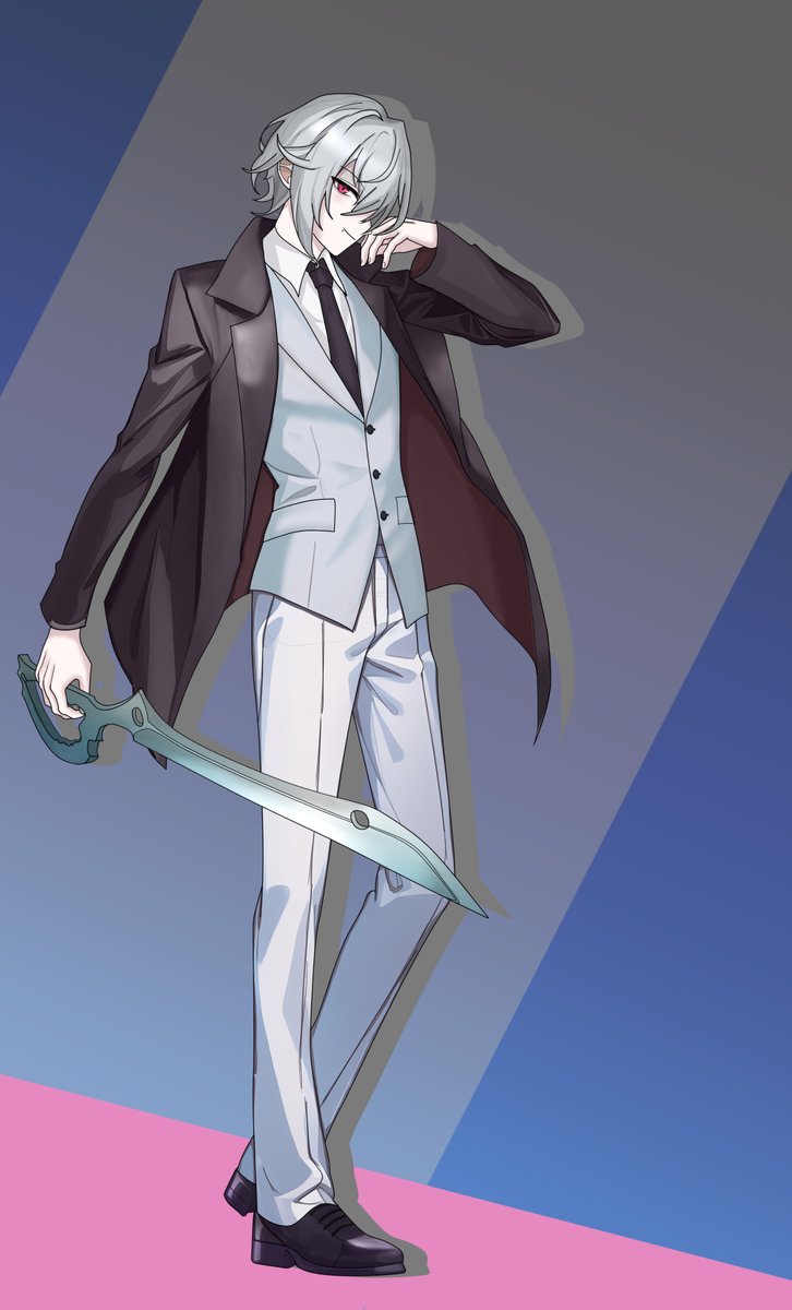 meronTRPG's tweet image. ダブルクロス3rdのPCの白兵戦士のお兄さんが描けました！
シザ―リッパーを使う吸血鬼剣士です。＊血は吸いません
#ダブルクロス3rd
#絵描きさんと繋がりたい 
#TRPG