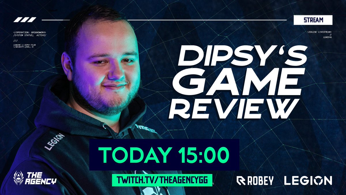 It’s Saturday, time for another episode of the Dipsy Game Review! Which match should Dipsy review? 👀 Let us know and join us on Twitch!
 
🗓️ // Today
⏲️ // 15:00 CEST 
🔴 /twitch.tv/theagencygg
 
#LEGENDAWAITS