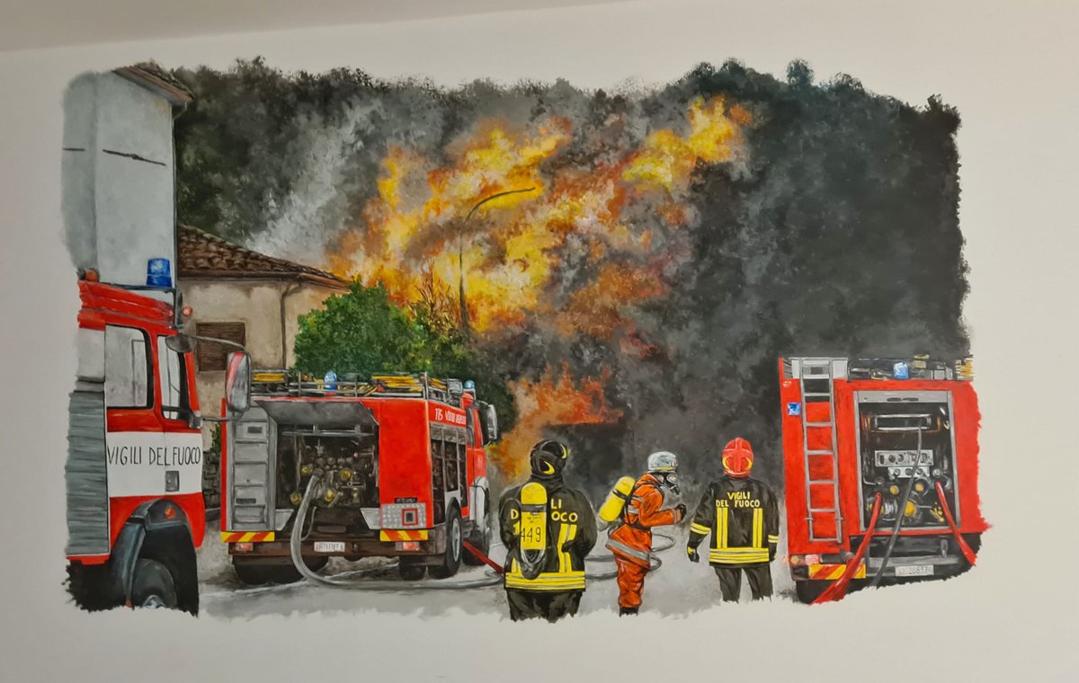 vigilidelfuoco's tweet photo. A qualche nostro autista con più esperienza farà battere il cuore a 190, come la sigla della nostra autopompa degli anni '80 qui rappresentata in un bel murale nel polo didattico di #Senigallia (AN)

#memories https://t.co/Q9Kv1NimYA