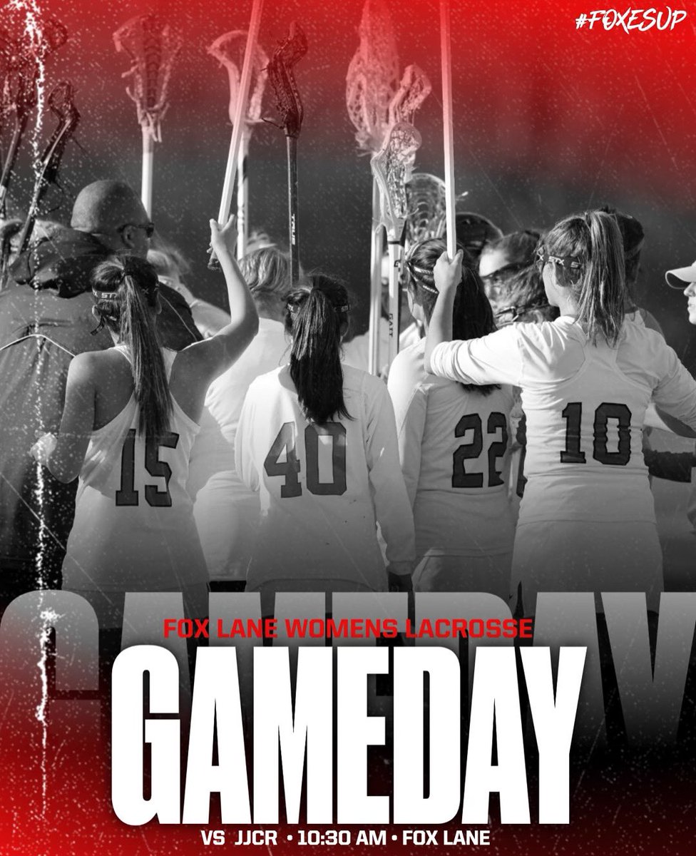FoxLaneGirlsLax's tweet photo. 🚨GAMEDAY!!!🚨
Happy home opener Foxes!!
🆚 @JJCRVGLax 
📍 Fox Lane HS
Varsity- 10:30AM
JV-12:30PM
.
.
#FLGLAX | #FoxesUp | #cleareyesfullheartscantlose 
#effort #energy #passion 
#foxlanepride #foxlaneglax 
@foxlanefanzone @FoxLanePride https://t.co/yamywIFcYG