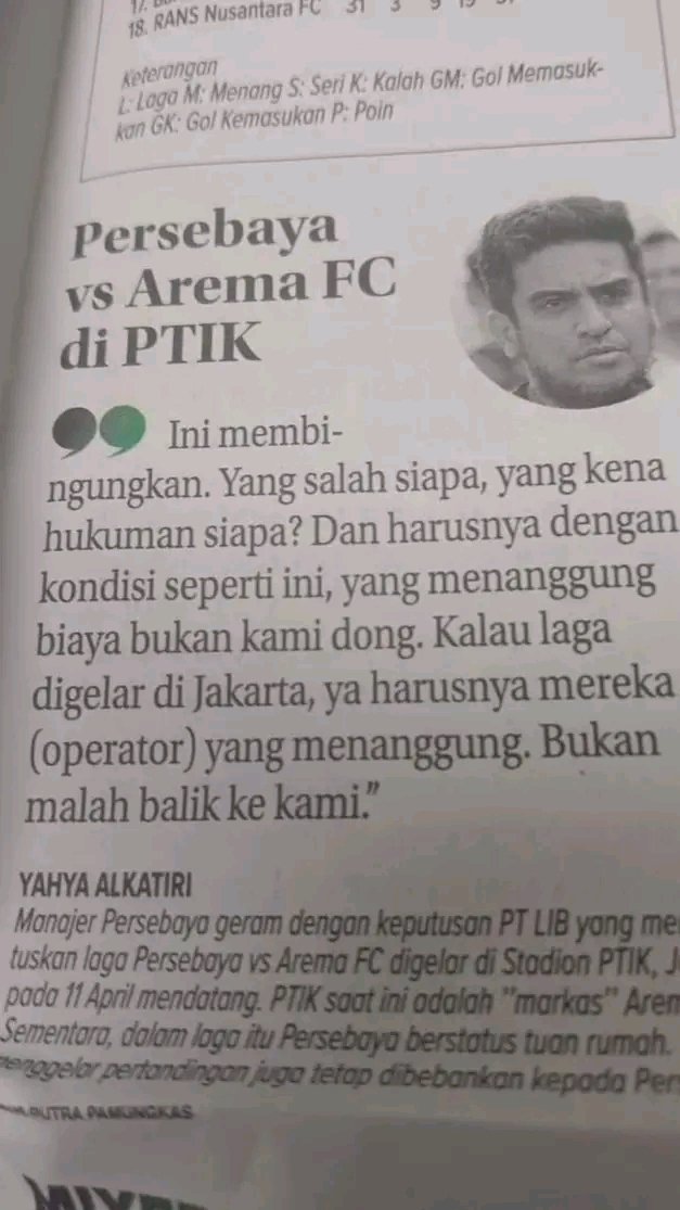 Yth Bpk <a href="/erickthohir/">Erick Thohir</a> apa sdh benar keputusan PT LIB ini ?apakah ini yg disebut Win Win solution?