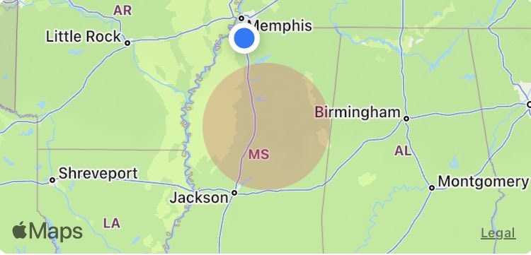 NW Mississippi had tornadoes last night. Reports with estimates of more than 20 deaths. Sharkey, Humphreys, Monroe &amp; Carroll Counties seriously impacted. Significant damage in the orange highlighted area. We pray for those impacted by these tornadoes.