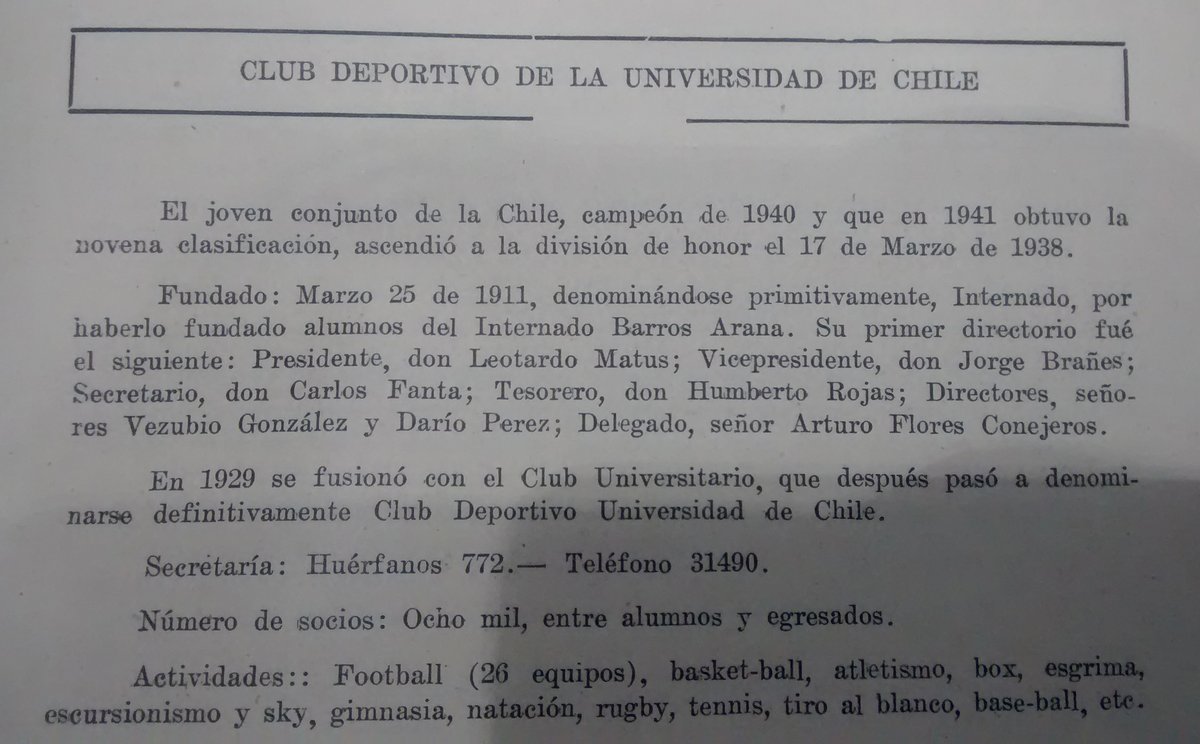 Pa_infinita's tweet photo. “el joven conjunto de La Chile (…) campeón de 1940 y que en 1941 obtuvo la novena clasificación, ascendió a la División de Honor el 17 de marzo de 1938 (…) Fundado: marzo 25 de 1911, denominándose primitivamente Internado, por haberlo fundado alumnos del Internado Barros Arana” https://t.co/8VEsXlhkql