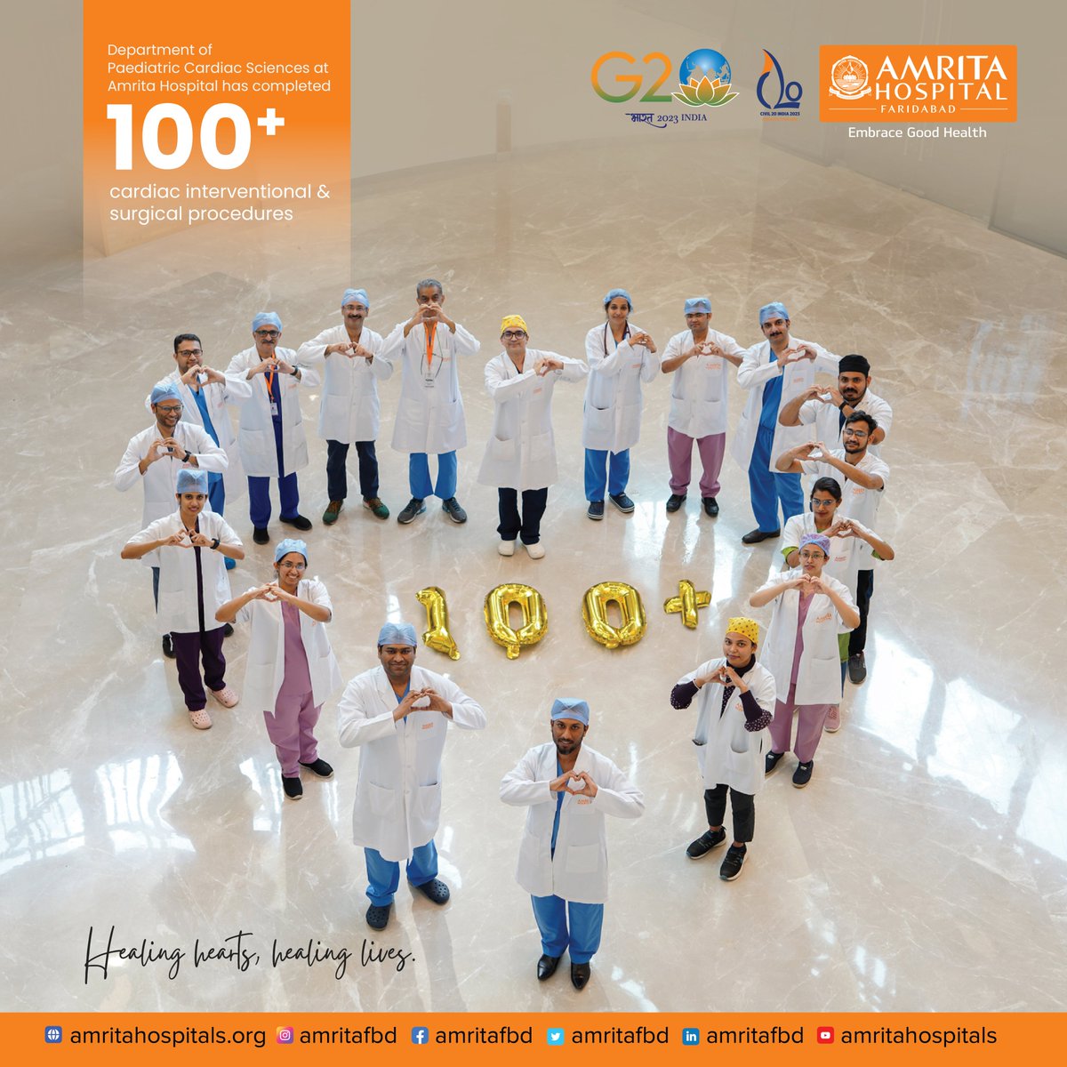 amritafbd's tweet photo. Congratulations to the Department of Paediatric Cardiac Sciences at #AmritaHospital #Faridabad for completing 100+ #Cardiac interventional and #surgical procedures.

#PaediatricCardiacSurgery #Paediatrics #CardiacCare #HeartCondition #EmbraceGoodHealth #AmritaHospitalFaridabad https://t.co/8UfHVnwqbA