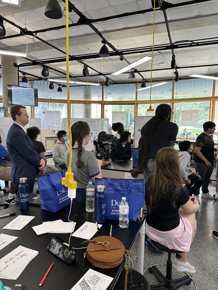 Exciting day yesterday at <a href="/DukeEngineering/">Duke Engineering</a>’s  #DesignPod with middle schoolers from <a href="/DurhamNC/">Discover Durham</a> attending BME’s Prof. Aaron Kyle’s Outreach Design Engineering Hackathon. Thanks Kyle!