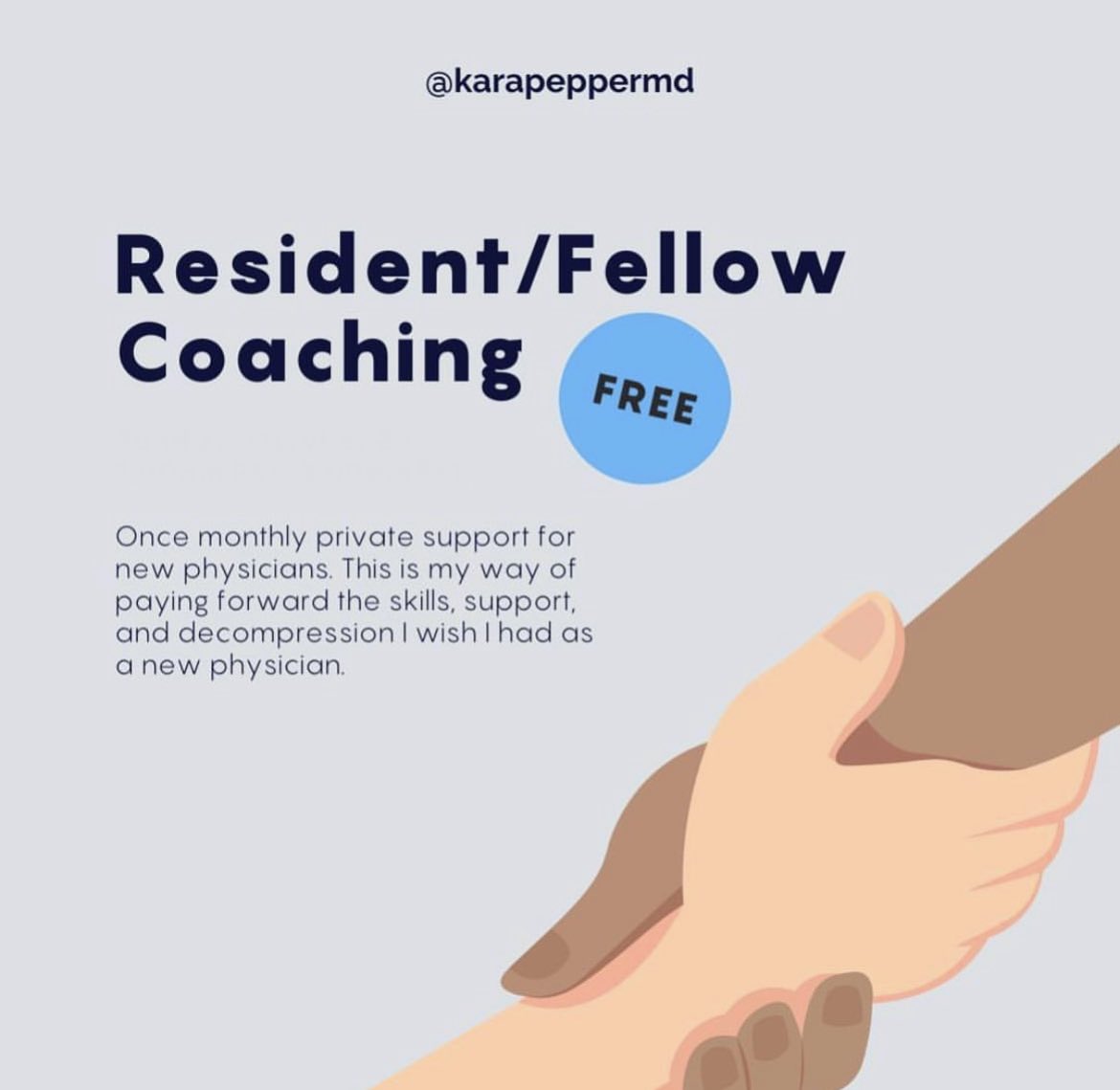 Sunday March 26 6:00 pm EST. 
We meet monthly. 
Coaching for residents/fellows across the country. 
Join us and bring a friend. 
Sign up link in my bio. 

#physiciancoaching #burnoutprevention #physicianwellness 
#medtwitter