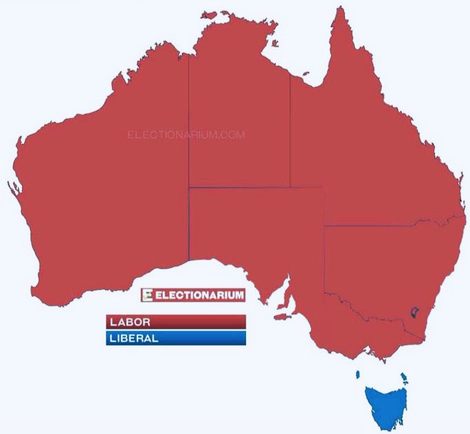 @ChrisMinnsMP is the new Premier of NSW. 

Which means the entire Australian mainland is Labor. 

Come on Tassie! Where the bloody hell are ya? 😂

🐨 🇦🇺 🦘 

#NSWElection2023 #nswelection #ChrisMinns #NSWvotes #Labor #KateWashington