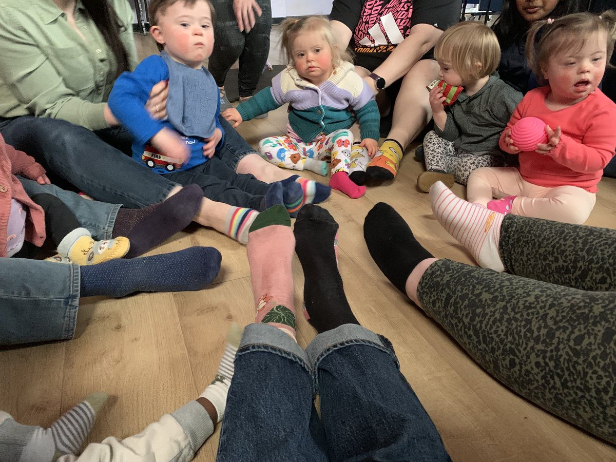 KLironi's tweet photo. Lots of socks for #AwarenessWeek 2023 ⁦@DSScotland⁩ ABC First Steps showing off their odd socks and oral motor exercises #communication #WeTalkMakaton ⁦@MakatonCharity⁩ ❤️🌟❤️🌟 https://t.co/VxTLr4obkK