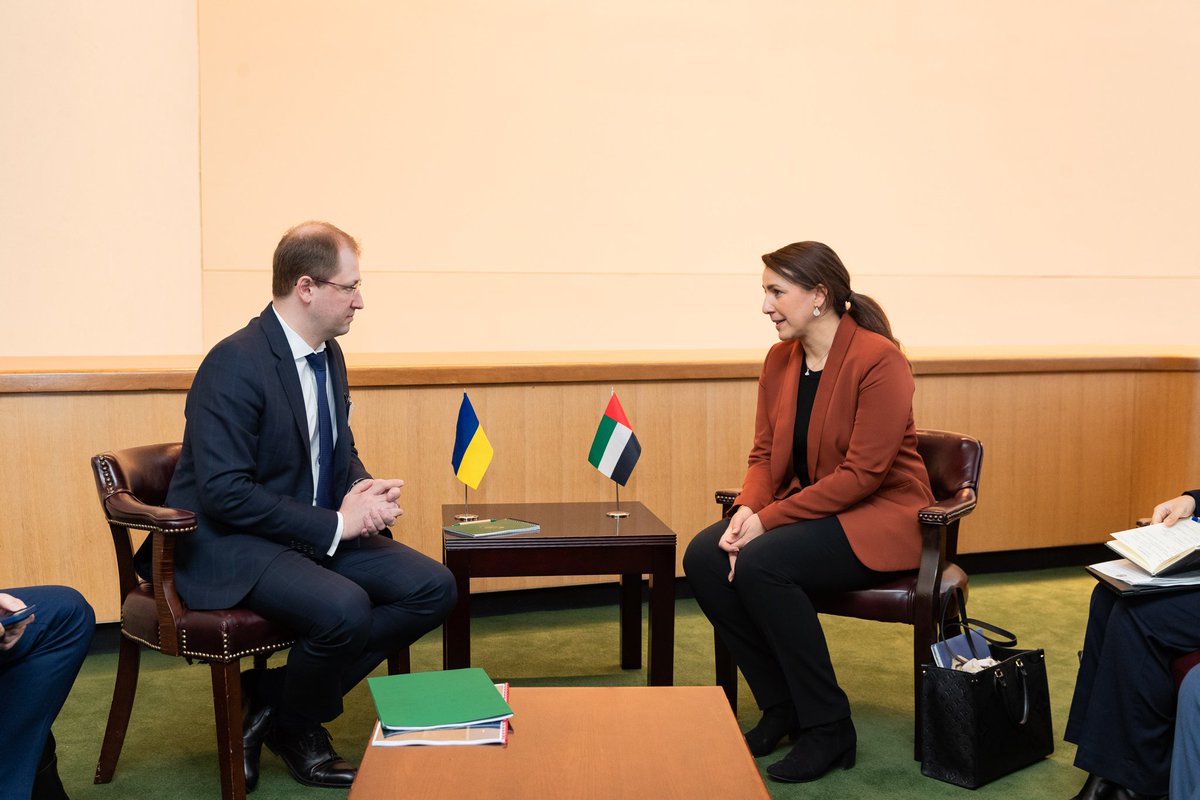mariammalmheiri's tweet image. During the #UN2023WaterConference , I met with Mr Ruslan Strilets Minister of Environmental Protection and Natural Resources of #Ukraine, where we discussed collaboration opportunities between our countries in the field of #WaterAction and #UAE&apos;s preparations to host #COP28UAE