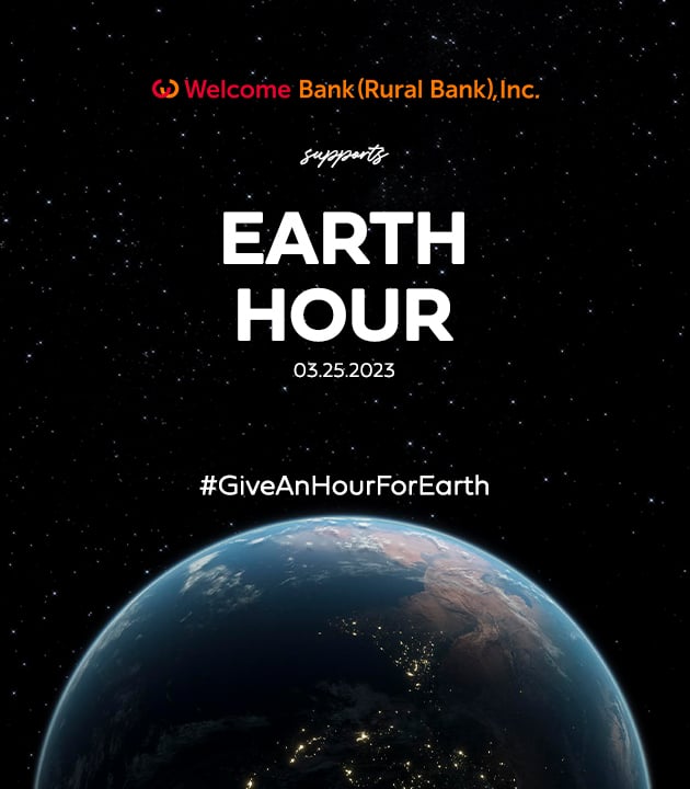 WBP l Supports Earth Hour 2023 🌏

Let's aim to bring all of us together to help the Earth conserve resources through today's symbolic gesture - 
switching off the electricity for an hour. #GiveAnHourForEarth

#WelcomeBank #WBPEarthHour #EarthHour2023