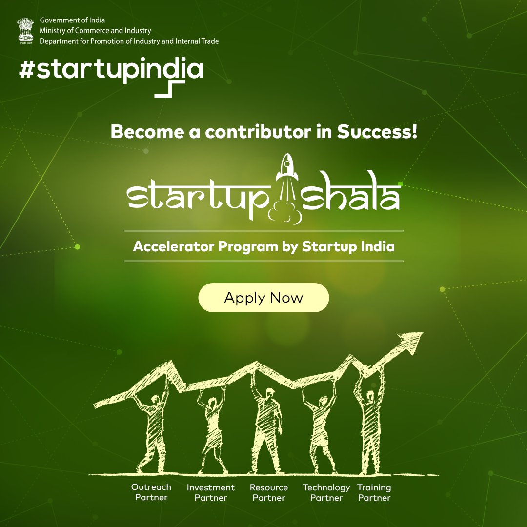 startupindia's tweet photo. Requesting future forward mentors & industry experts to join #StartupShala as accelerator partners to network with #startups & nurture them.
Apply now: https://t.co/4DNUP6Ura1
#AcceleratorProgram #CleantechSector #Cleantech #Mentoring #MentorshipProgram #StartupIndia #Business https://t.co/9MkDmxo6OC