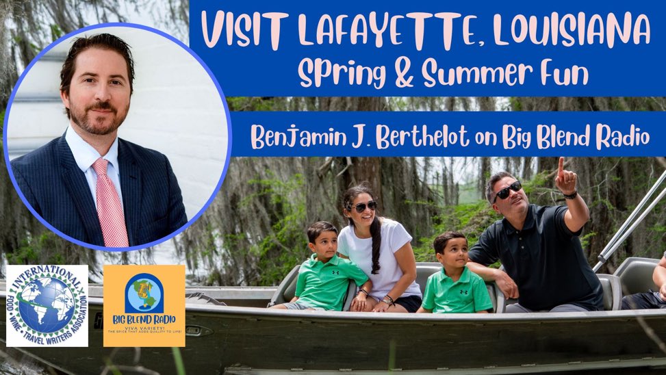Is the weekend your time to catch up on travel inspo? @BigBlendRadio's Food, Wine & Travel Show w/ @BenBerthelot CEO of @LafayetteTravel can help with a little about what the Happiest City in Louisiana has to offer. Watch anytime! youtu.be/uzMwQqPUaB8 #onlylouisiana #IFWTWA