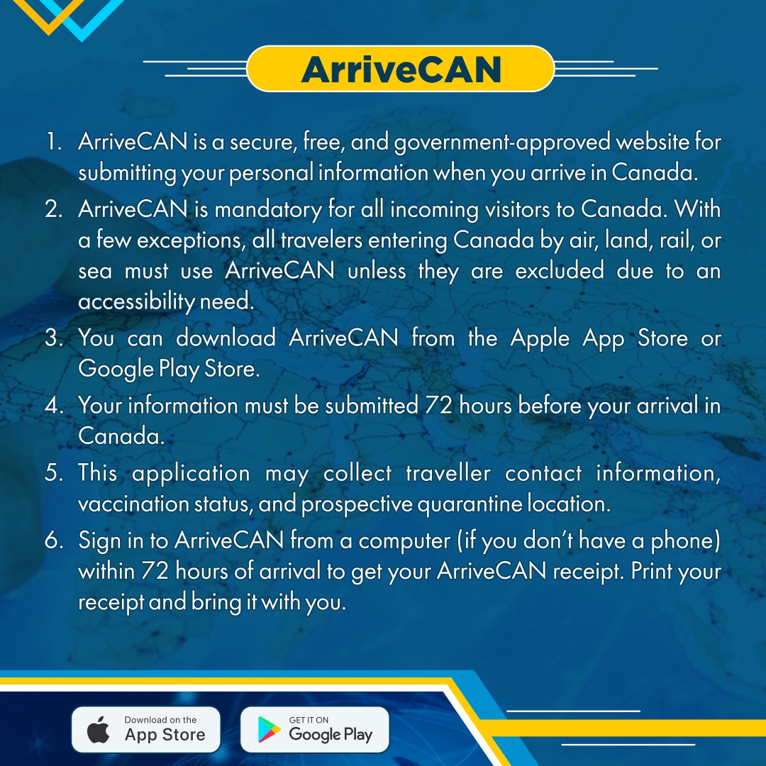 KananInt's tweet photo. Download the ArriveCAN mobile app prior to your arrival to reduce wait times at Canadian ports of entry and limit points of contact. https://t.co/iDXFiuw1Fb