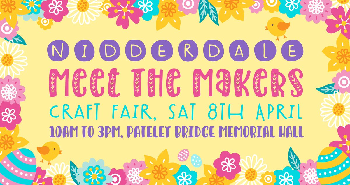 Two weeks to go! Lots of lovely stalls to bring you at Meet The Makers - Spring.

#Nidderdale #PateleyBridge