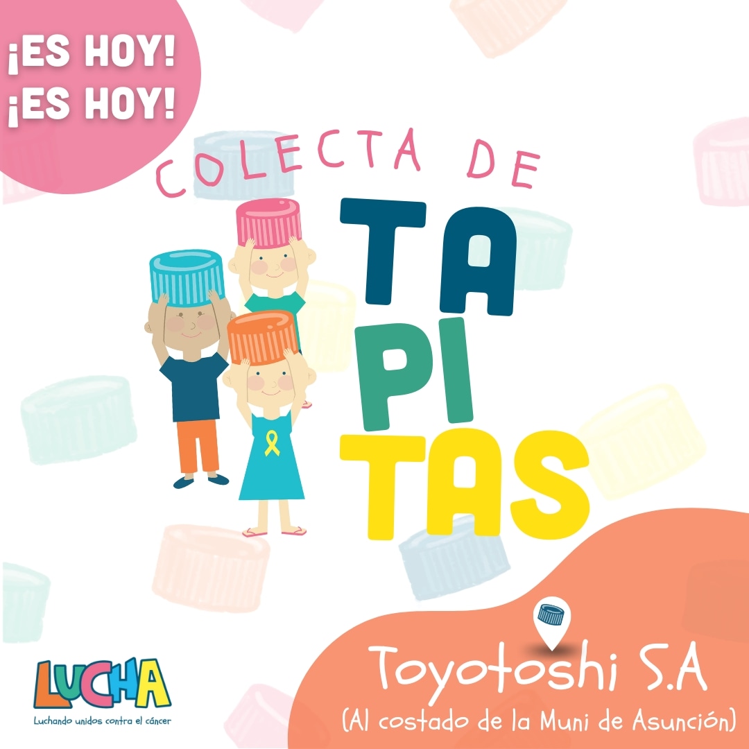 LUCHA_Py's tweet photo. ¡Te esperamos con todas tus #tapitasdeamor! 🥳💛

⏰ Hora: 10 a 17 hs.
📌 Lugar: Toyotoshi S.A (al costado de la muni de Asunción) https://t.co/faWSkakGG6