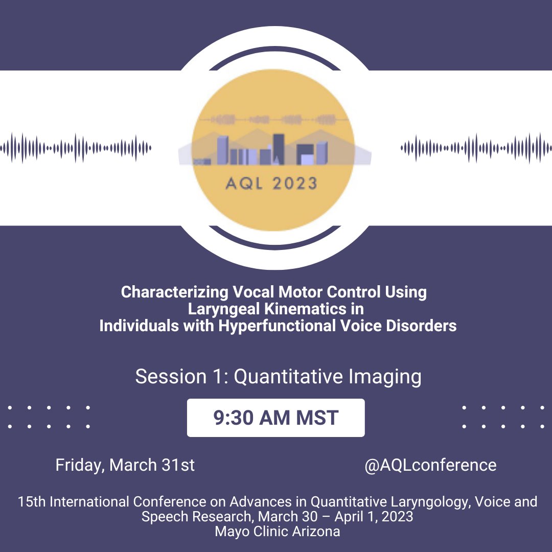 Hasinirw's tweet photo. Excited to join @AqlConference next week in Phoenix, Arizona with my fellow @SteppLab -siblings! I will be presenting part of my dissertation work on Characterizing Vocal Motor Control Using Laryngeal Kinematics in Individuals with Vocal Hyperfunction. https://t.co/r0DMbo7gxb