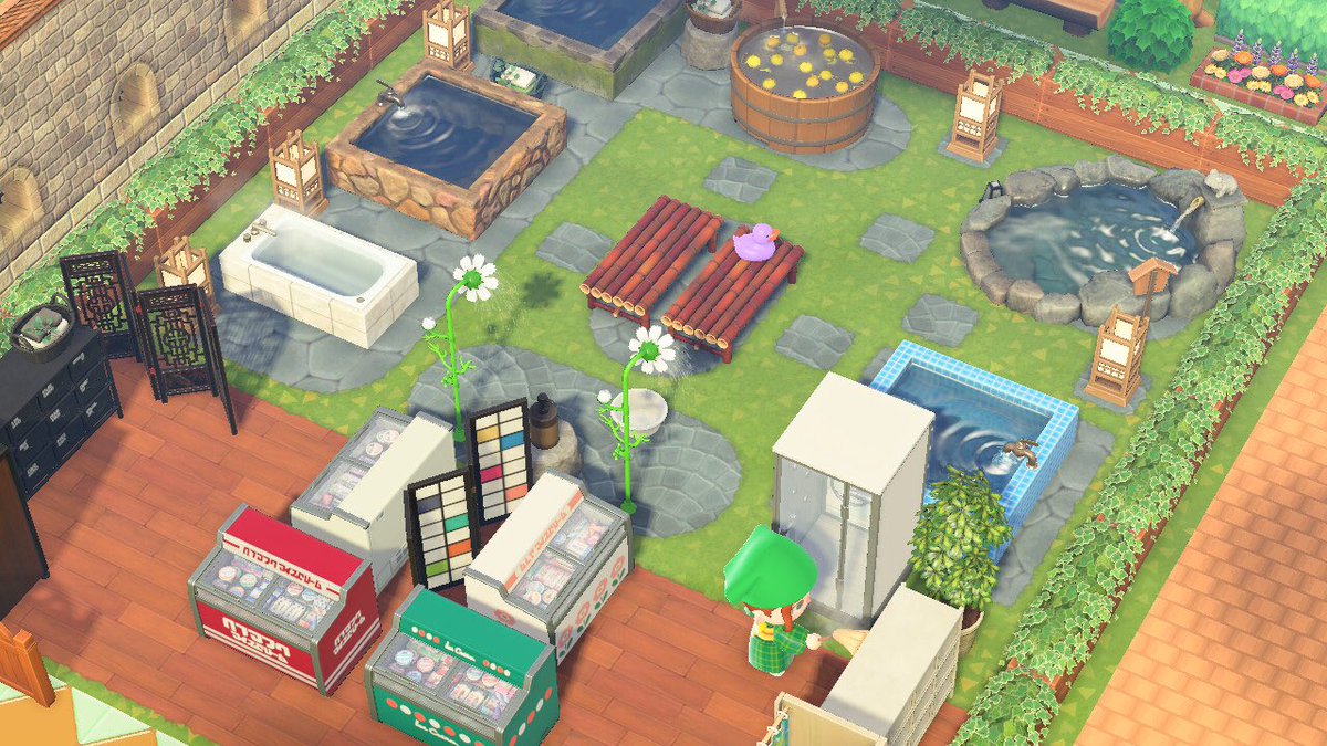 シャワー室完備の大浴場でーす♨️お風呂上がりにアイス食べよ🍦
#ACNH
#AnimalCrossing 
#島クリ