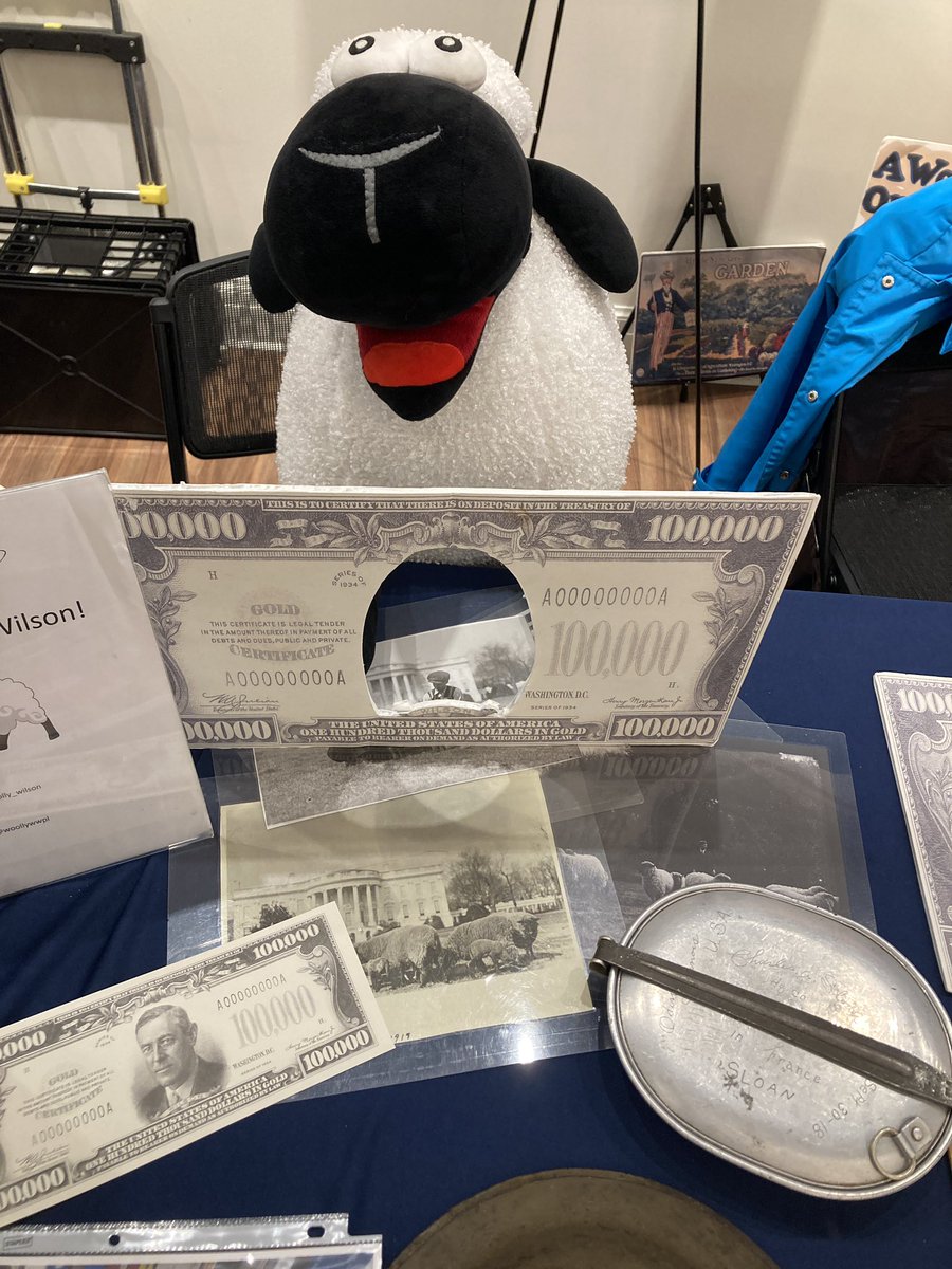 woolly_wilson's tweet photo. Hey @vasocialstudies conference attendees, Iβm giving away $100,000! Just kidding, I wish I could give teachers money, but you can stop by the #WWPL booth today and take a selfie with our bill, and learn how we can teach modern issues that started under Woodrow Wilson! #VCSS2023 https://t.co/8Cy1AqKzQU