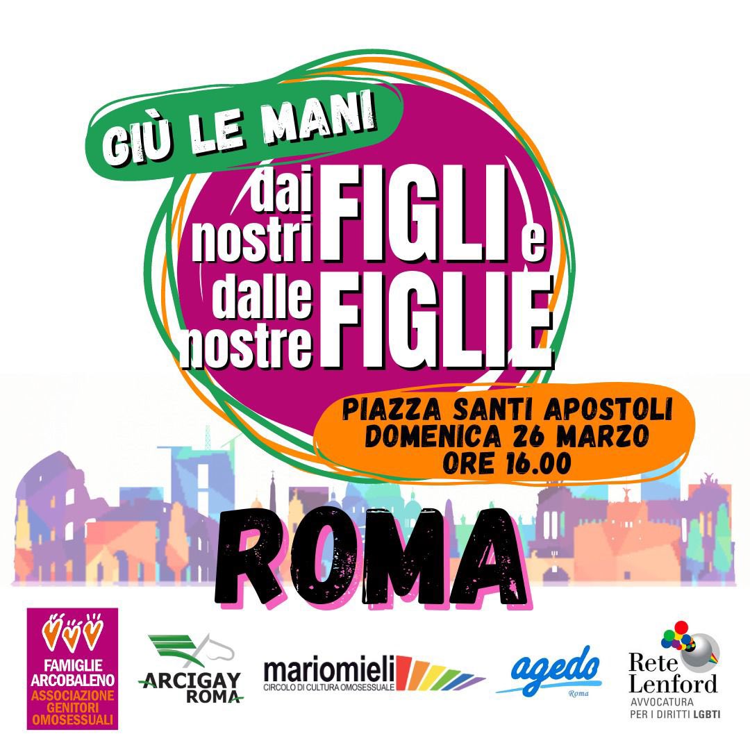 ceciliadelia's tweet photo. Domani sarò in piazza Santi Apostoli, a Roma, insieme alle @FamArcobaleno @mariomieliroma #agedo @Arcigay e tanti altri per dire che nessuna discriminazione è ammissibile.
Insieme con la comunità #LGBTQ per i diritti di tutte le bambine e i bambini e delle loro famiglie https://t.co/oRPn7WMdbF