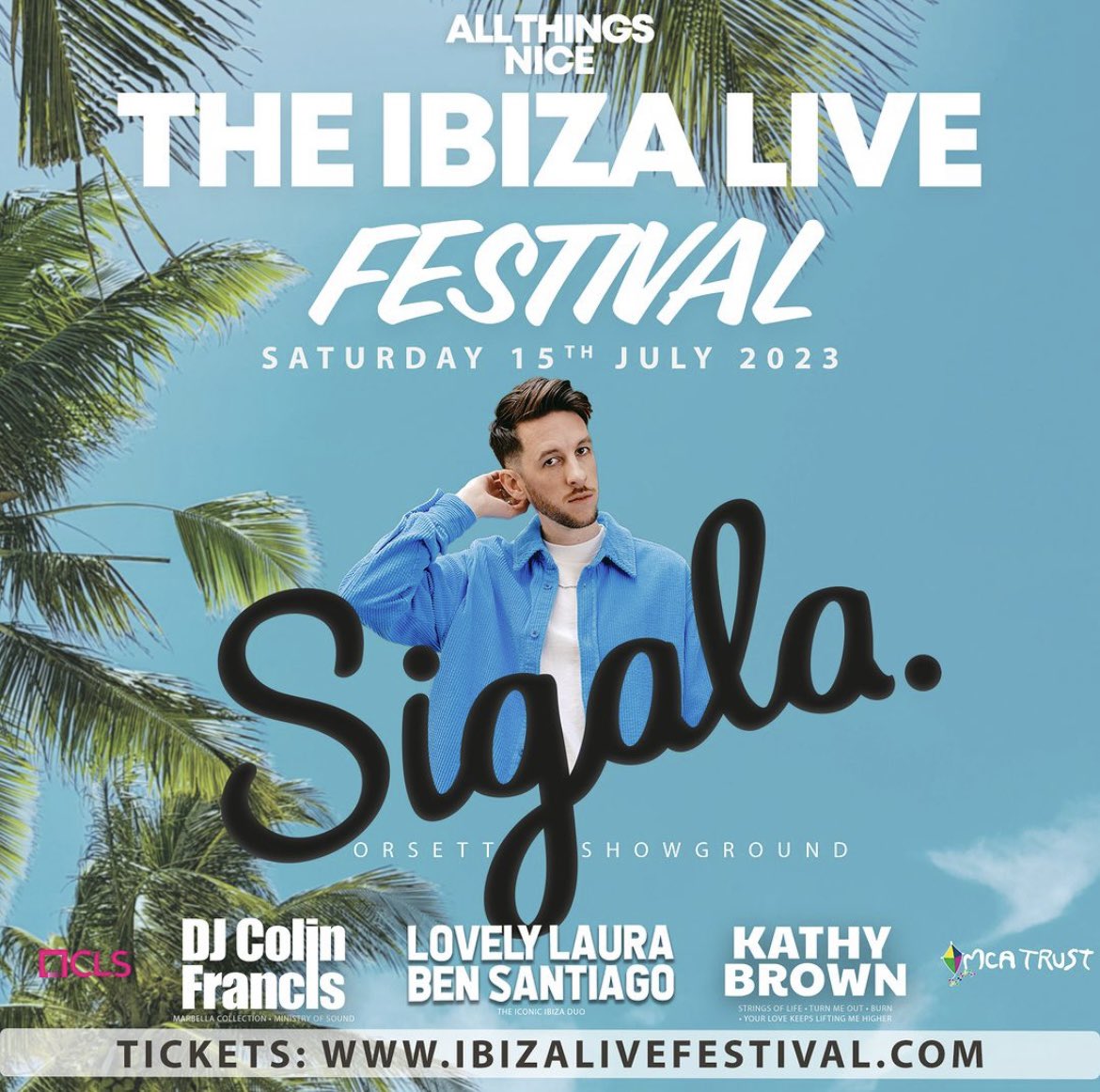mcatrustcharity's tweet photo. It’s an absolute honour to announce we’re in partnership with All Things Nice as one of the main sponsors for the Ibiza Live Festival @ Orsett Showground on Saturday 15th July 2023! 🪩🪁

https://t.co/V1Cf0NOl8T 

#TeamMCA #AllThingsNice https://t.co/GxZKIyFI6H