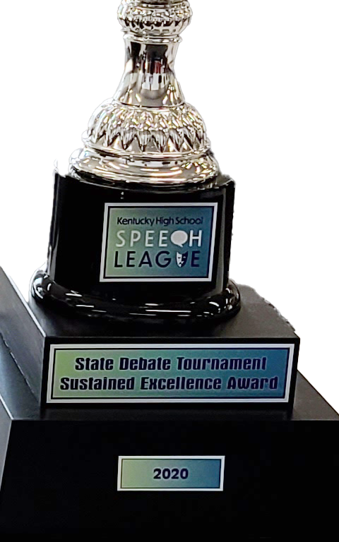 KHSSL's tweet photo. The Sustained Excellence Trophy for Debate honors schools with outstanding performances at State over several years. This year's leading contenders are (in alphabetical order) Beechwood, Dunbar, Henry Clay, Ryle, and Trinity. Who will go home with this trophy this year? https://t.co/qdPQlHe4aE