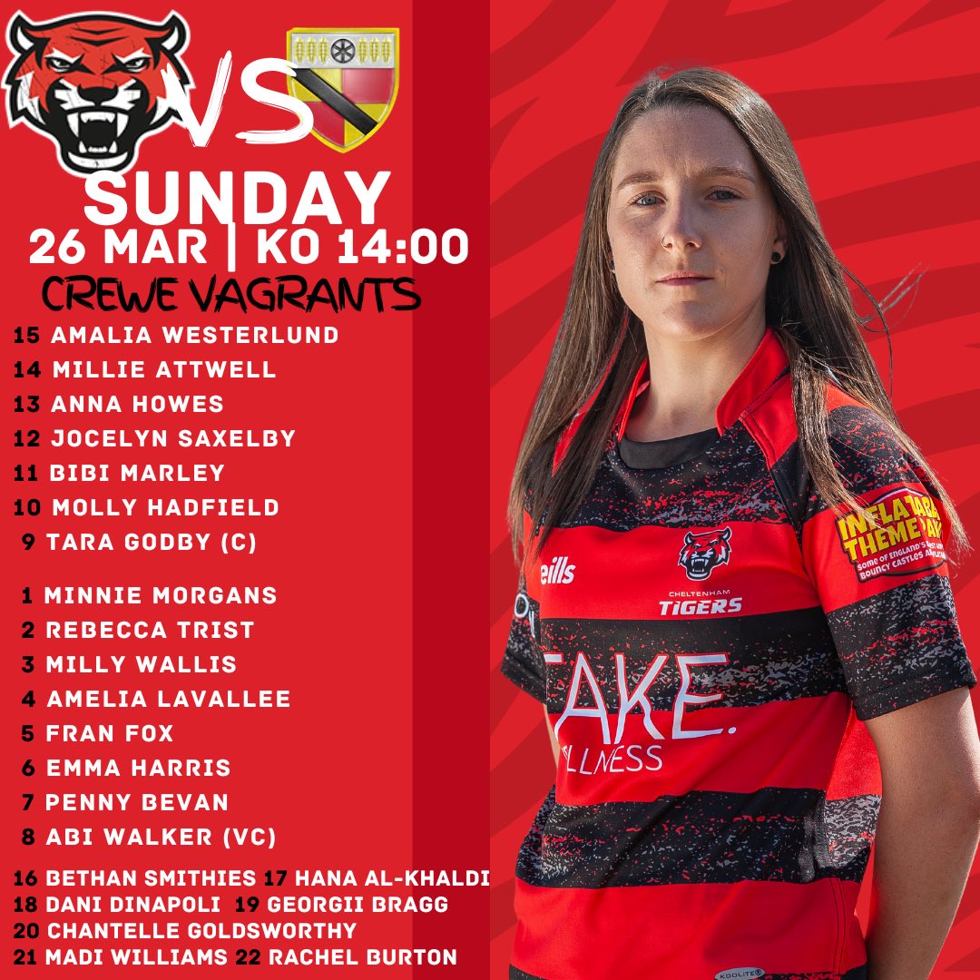 📣 SEMI-FINAL TEAM NEWS 📣

Tomorrow we travel north for a semi-final battle in the Intermediate Cup!  

Keep your eyes peeled on our social media platforms for updates through the day! 

🆚<a href="/candnrufc/">Crewe & Nantwich RUFC</a> 
📍Vagrants
🕑14:00
🗓️ Sun 26 March

#TigerFamily #MakingMemories