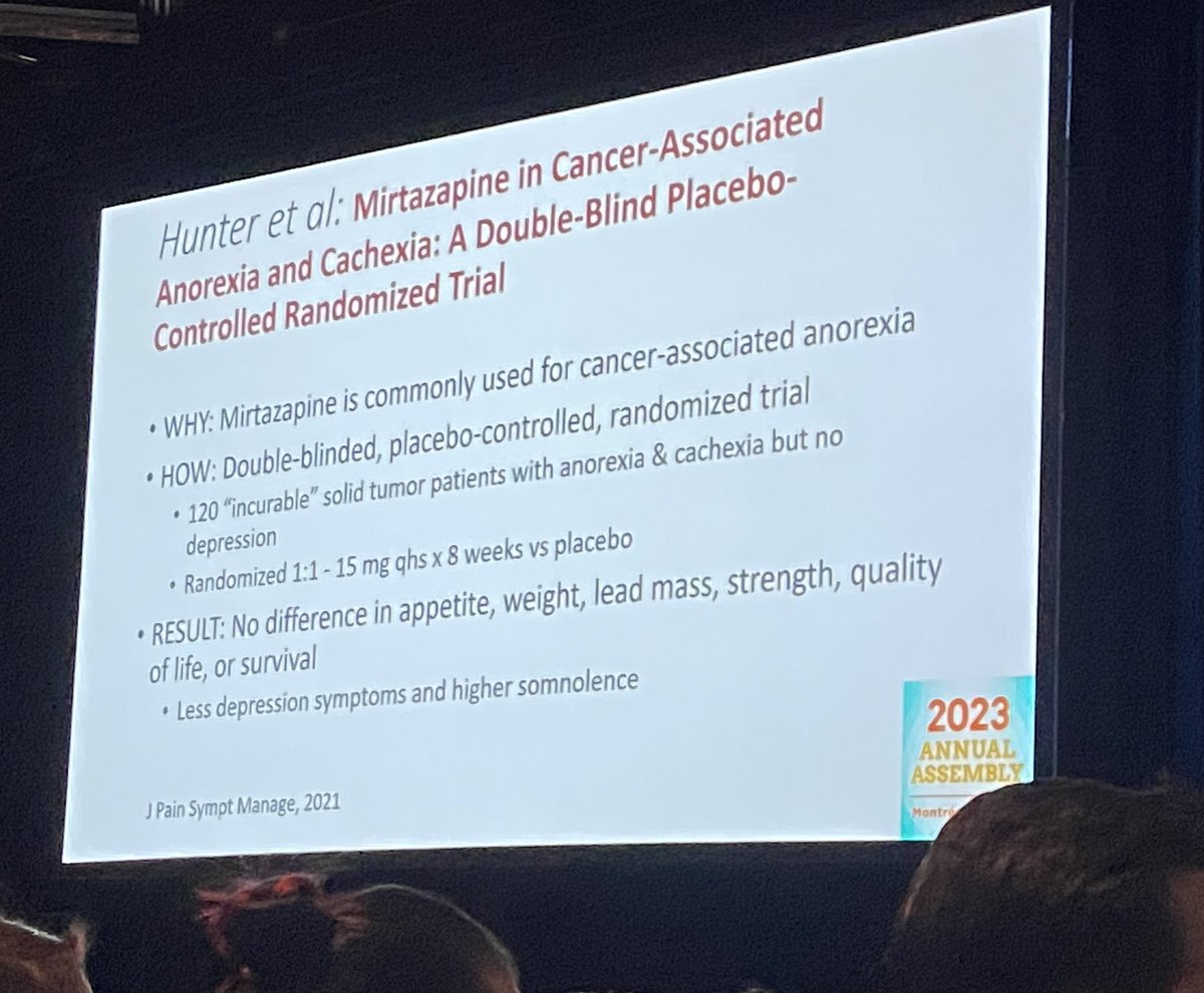 This study hurt my palliative feelings a little bit. So glad they did it, will definitely make my practice better- mythical mirtazapine helps you sleep 😴 but not eat😢