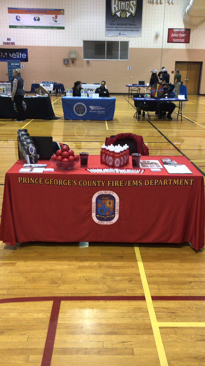 We are all set up at Bowie Gym for the Young Adult Career Fair. We are here until 1pm. #PGFD