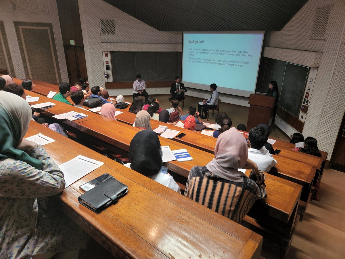 srf_aku's tweet photo. Dr @ahsankhan_neuro is conducting a very insightful Journal Club on his article 'Neurosurgical Randomized Trials in Low- and
Middle-Income Countries', to a jam-packed audience filled with neurosurgery enthusiasts! @AtherEnam @Shahzad_Shamim @AKUGlobal https://t.co/9VldUdQbPA