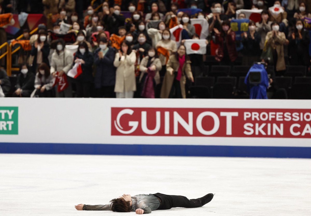 Olympics's tweet image. Uno Shoma right after winning a second world title is a MOOD.

#WorldFigure